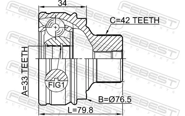 Handler.Part Joint kit, drive shaft FEBEST 1710Q520MT 2