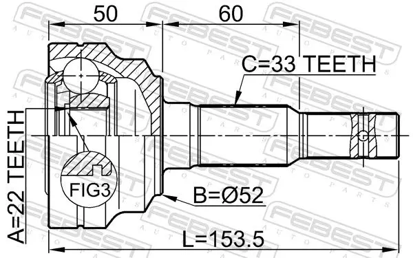 Handler.Part Joint, drive shaft FEBEST 1810002 2