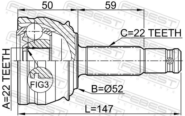 Handler.Part Joint, drive shaft FEBEST 18101007 2