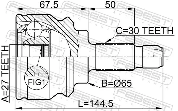 Handler.Part Joint, drive shaft FEBEST 1910X5 2