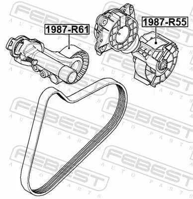 Handler.Part Tensioner pulley, v-ribbed belt FEBEST 1987R61 2