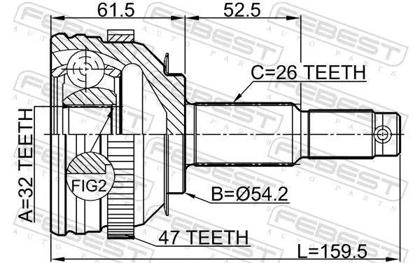 Handler.Part Joint, drive shaft FEBEST 2010CARA47 2