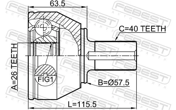 Handler.Part Joint kit, drive shaft FEBEST 2110CA223 2