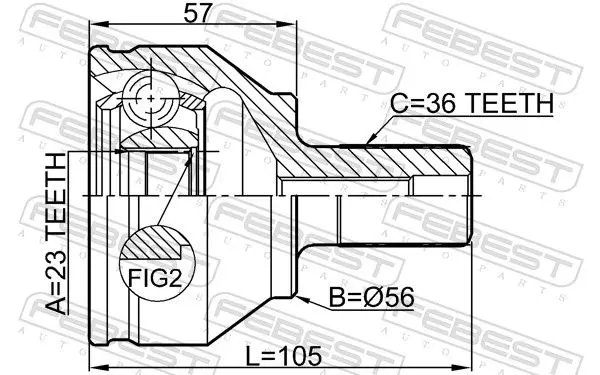 Handler.Part Joint kit, drive shaft FEBEST 2110FOCII 2