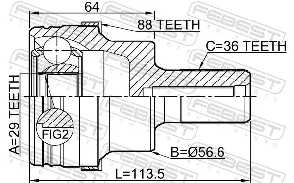 Handler.Part Joint kit, drive shaft FEBEST 2110KUGA88R 2