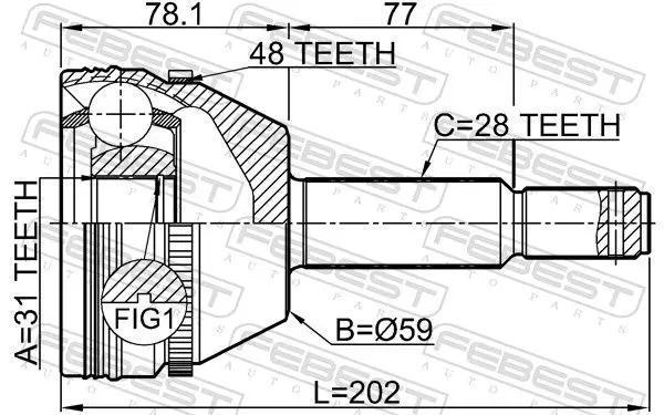 Handler.Part Joint, drive shaft FEBEST 2110TRD9A48 2