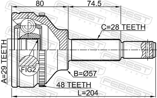 Handler.Part Joint, drive shaft FEBEST 2110TT9A48 2