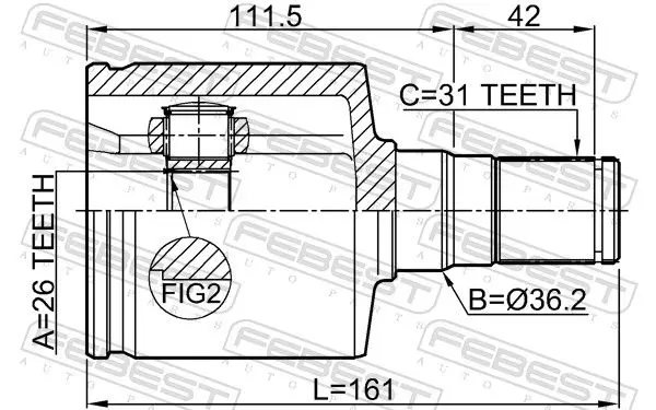 Handler.Part Joint, drive shaft FEBEST 2111CA223LH 2