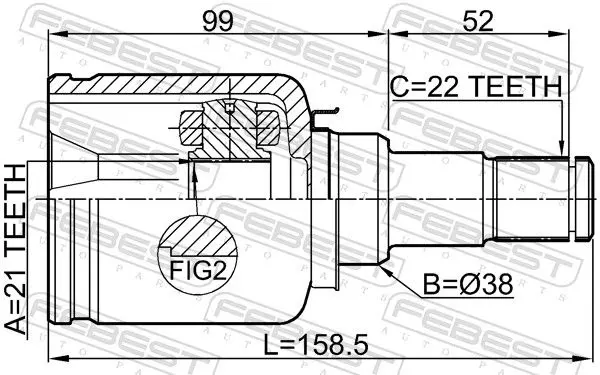 Handler.Part Joint, drive shaft FEBEST 2111FUSATLH 2