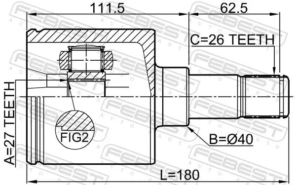 Handler.Part Joint kit, drive shaft FEBEST 2111KUGALH 2