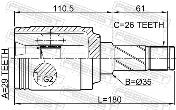 Handler.Part Joint kit, drive shaft FEBEST 2111KUGR 2