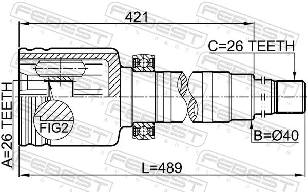 Handler.Part Joint, drive shaft FEBEST 2111TC726RH 2