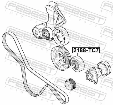 Handler.Part Deflection/guide pulley, v-ribbed belt FEBEST 2188TC7 2