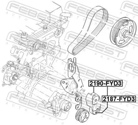 Handler.Part Belt tensioner, v-ribbed belt FEBEST 2190FYD3 2