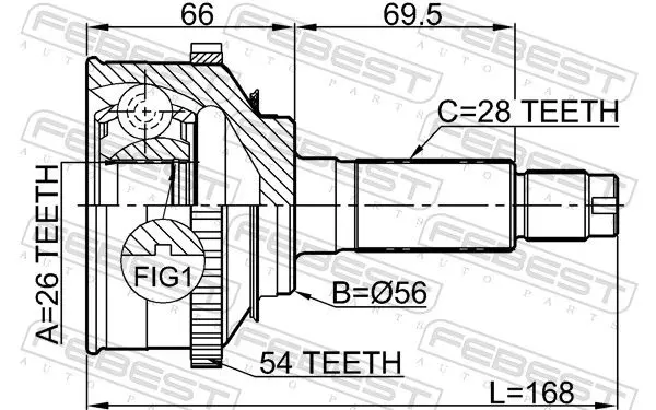 Handler.Part Joint kit, drive shaft FEBEST 2210016A54 2