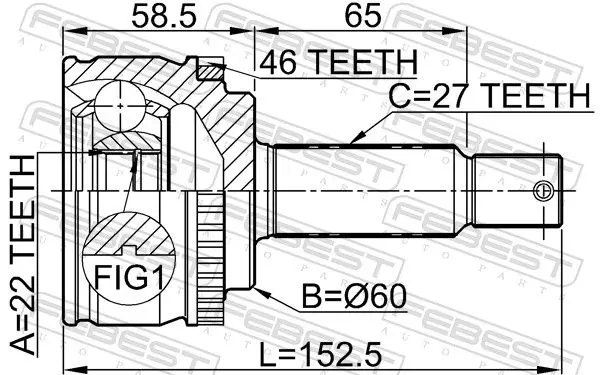 Handler.Part Joint kit, drive shaft FEBEST 2210CDA46 2