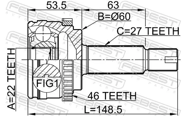 Handler.Part Joint, drive shaft FEBEST 2210CERA46 2