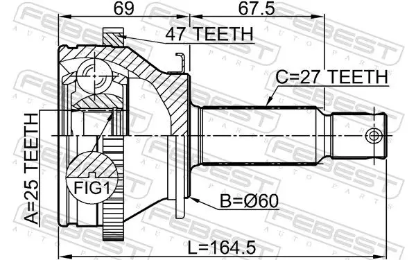 Handler.Part Joint, drive shaft FEBEST 2210NS27A47 2