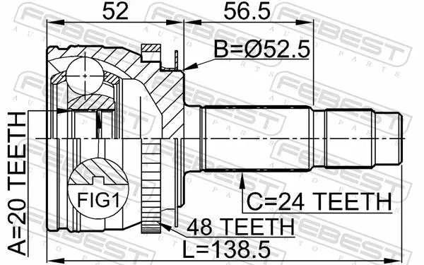 Handler.Part Joint kit, drive shaft FEBEST 2210PICA48 2