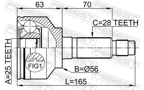 Handler.Part Joint kit, drive shaft FEBEST 2210SOR 2