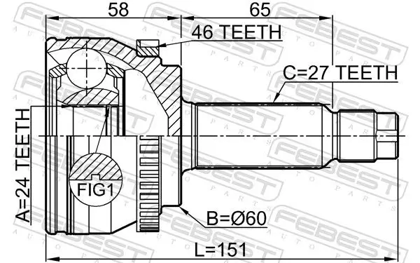 Handler.Part Joint kit, drive shaft FEBEST 2210SOUA46 2