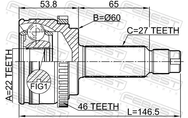 Handler.Part Joint kit, drive shaft FEBEST 2210SOULA46 2