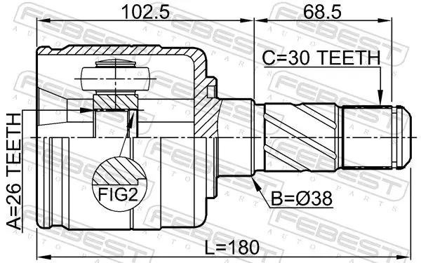 Handler.Part Joint, drive shaft FEBEST 2211BLLH 2