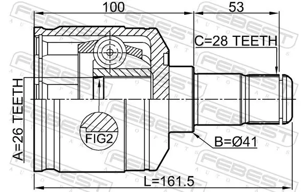 Handler.Part Joint kit, drive shaft FEBEST 2211CARNLH 2