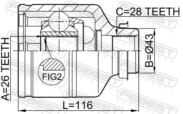 Handler.Part Joint kit, drive shaft FEBEST 2211CARRH 2