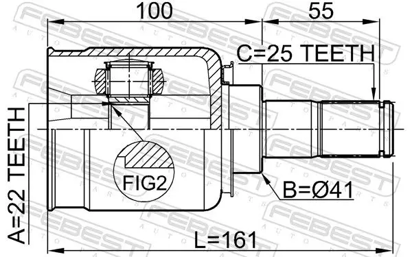 Handler.Part Joint kit, drive shaft FEBEST 2211CD 2