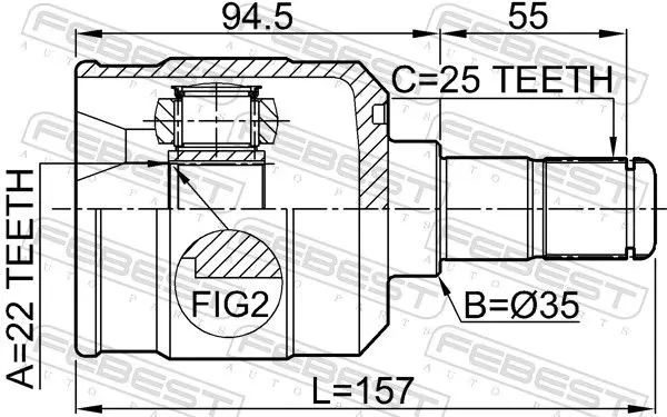 Handler.Part Joint, drive shaft FEBEST 2211CERAT 2