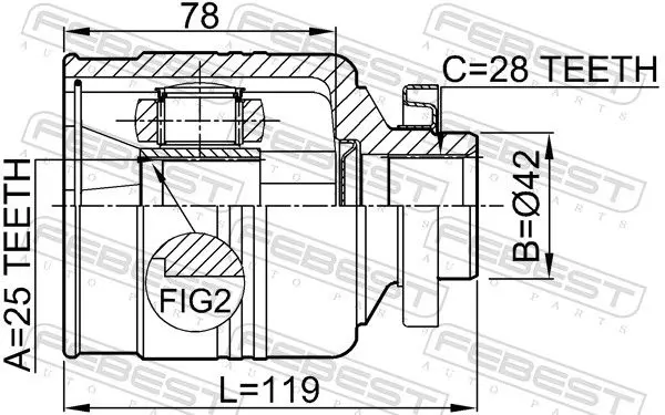 Handler.Part Joint kit, drive shaft FEBEST 2211SORRH 2