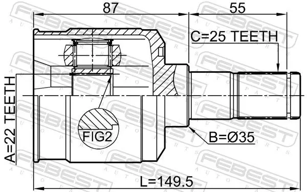 Handler.Part Joint, drive shaft FEBEST 2211SORR 2