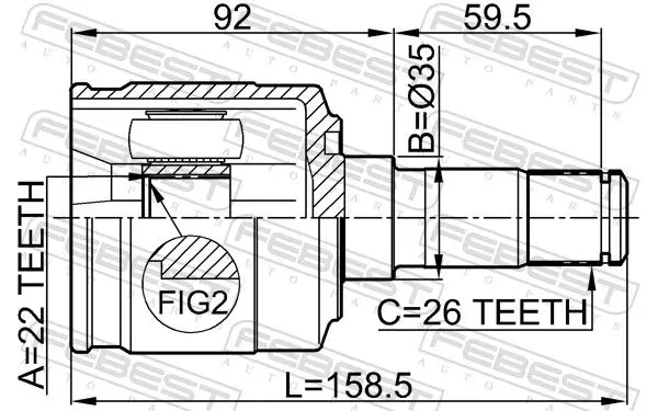 Handler.Part Joint kit, drive shaft FEBEST 2211SPAMTLH 2