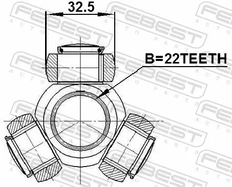 Handler.Part Tripod hub, drive shaft FEBEST 2216CER 2