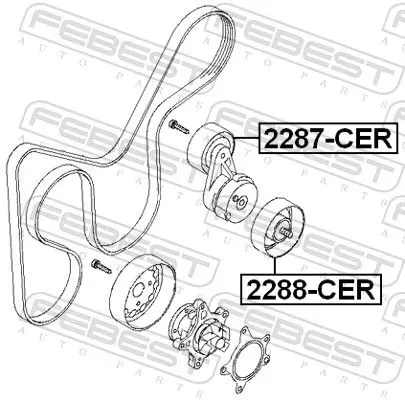 Handler.Part Tensioner pulley, v-ribbed belt FEBEST 2287CER 2