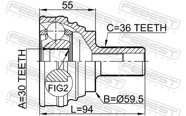 Handler.Part Joint kit, drive shaft FEBEST 2310030 2