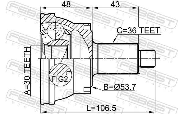 Handler.Part Joint kit, drive shaft FEBEST 2310036 2