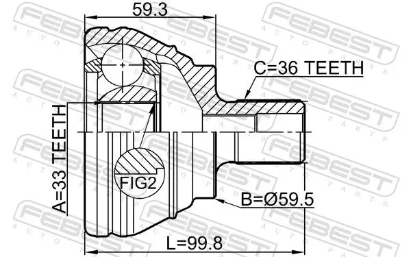 Handler.Part Joint kit, drive shaft FEBEST 2310EOS 2