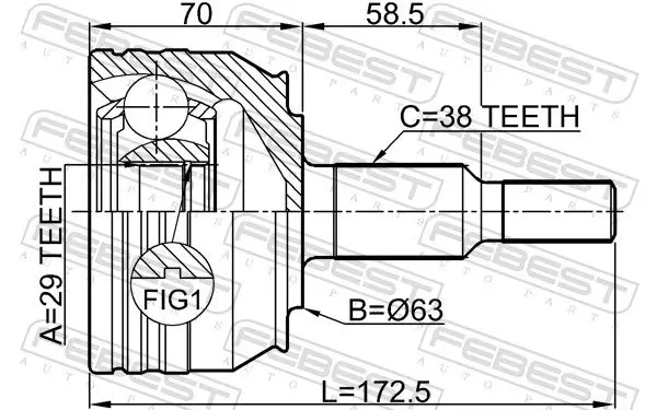 Handler.Part Joint kit, drive shaft FEBEST 2310T5WD 2