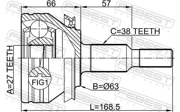 Handler.Part Joint kit, drive shaft FEBEST 2310T5 2