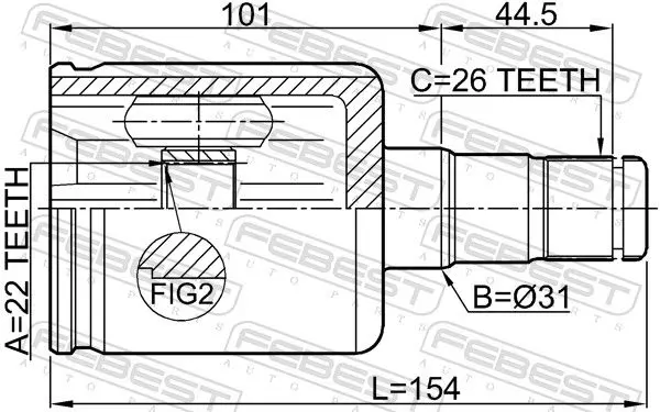 Handler.Part Joint kit, drive shaft FEBEST 2311PV 2