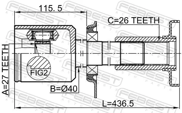 Handler.Part Joint kit, drive shaft FEBEST 2311T5ATRH 2