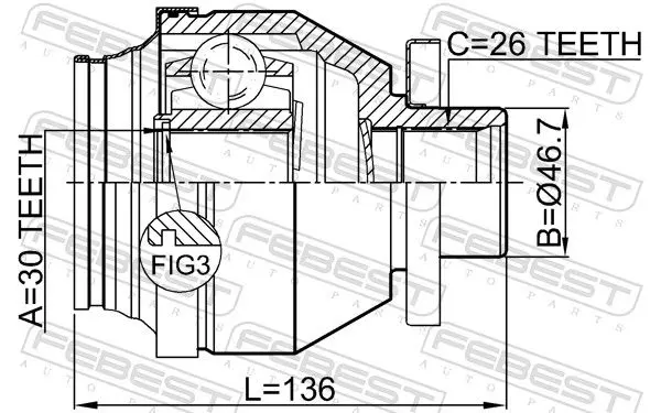 Handler.Part Joint kit, drive shaft FEBEST 2311T5MTLH 2