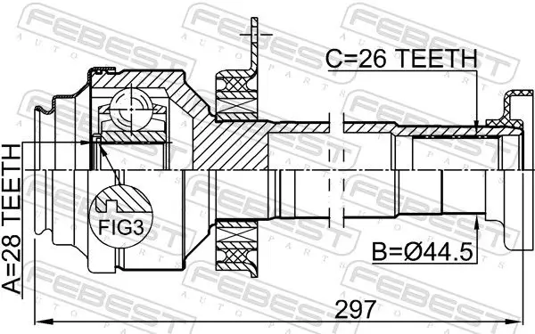 Handler.Part Joint kit, drive shaft FEBEST 2311T5RH 2