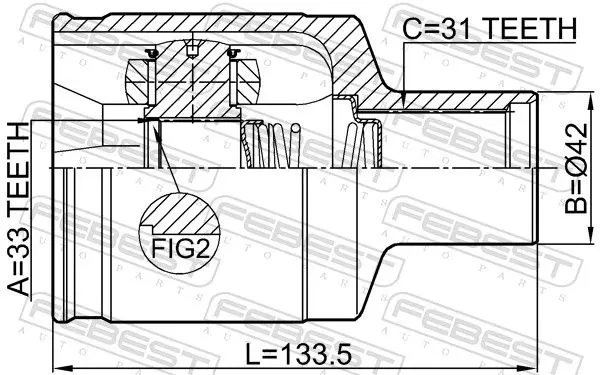 Handler.Part Joint kit, drive shaft FEBEST 2411DUSTAWDRH 2