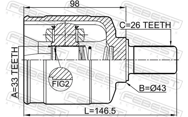 Handler.Part Joint kit, drive shaft FEBEST 2411DUSTLH 2