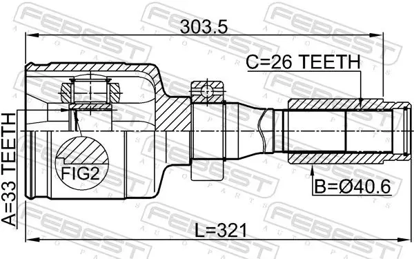 Handler.Part Joint kit, drive shaft FEBEST 2411DUSTRH 2