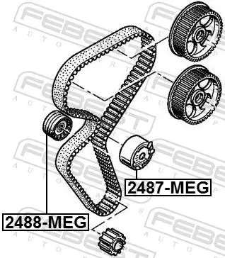 Handler.Part Tensioner pulley, timing belt FEBEST 2487MEG 2