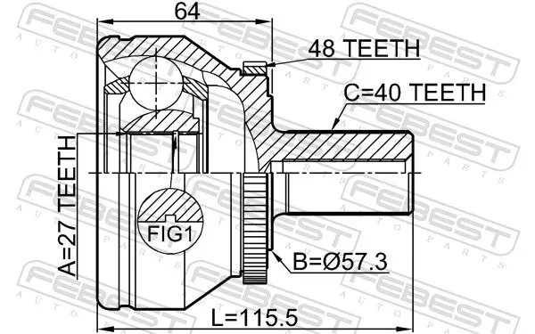 Handler.Part Joint, drive shaft FEBEST 2710XC90WDA48 2